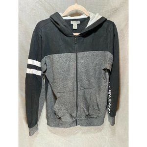 Calvin Klein Jeans Shirt Boys Large Black White Grey Spell Out Hooded Kids Youth